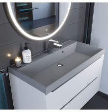 Раковина для ванной кварцевая Uperwood Classic Quartz 90х45х15 см, серая матовая, бетон