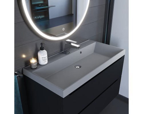 Раковина для ванной кварцевая Uperwood Classic Quartz 90х45х15 см, серая матовая, бетон