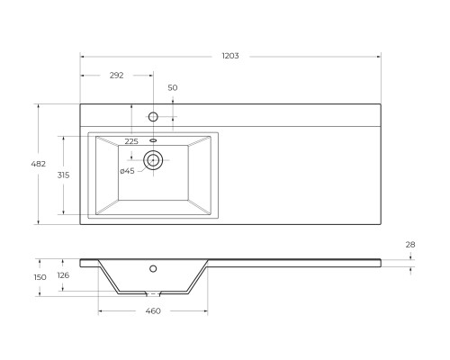 Раковина из литьевого мрамора BelBagno BB1200/480-LV-MR-L