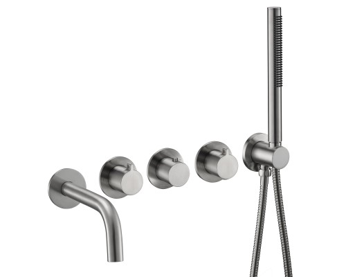 Смеситель термостатический для ванны встраиваемый Benesque Lumiere 11011702 никель брашированный