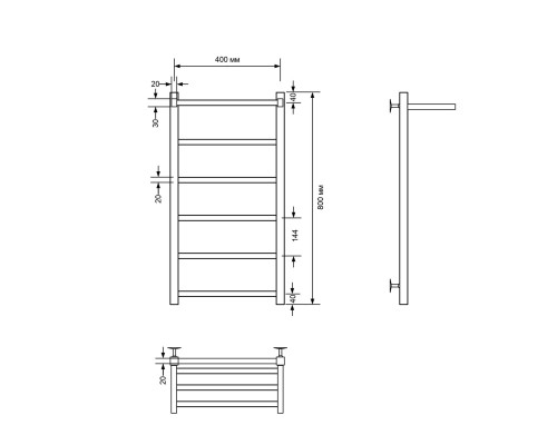 Полотенцесушитель водяной Comfysan Marte-K W-6 80/40 с полкой, белый