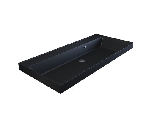 Раковина для ванной кварцевая Uperwood Classic Quartz 100х45х15 см, черная матовая, уголь