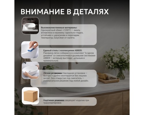 Раковина накладная ABBER Bequem белая