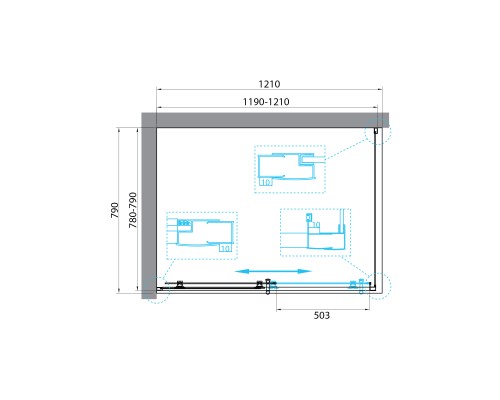 Душевой уголок BelBagno Uno 120x80 профиль Черный матовый стекло прозрачное