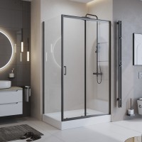 Душевой уголок BelBagno Uno 120x80 профиль Черный матовый стекло прозрачное