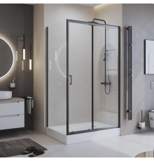 Душевой уголок BelBagno Uno 120x80 профиль Черный матовый стекло прозрачное