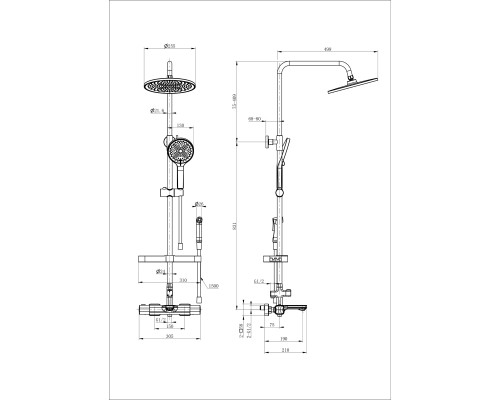 Душевая система с гигиеническим душем и термостатом Wonzon&Woghand, Брашированное золото