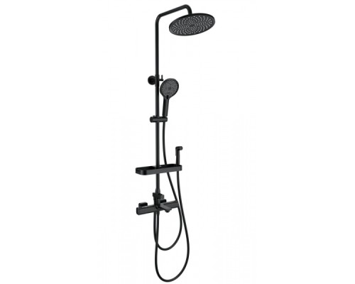 Душевая система с гигиеническим душем и термостатом Wonzon&Woghand, Черный матовый