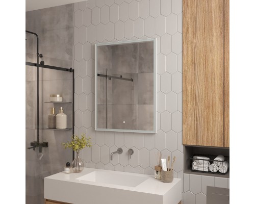 Зеркало Континент Frame 700x1000 с подсветкой Белое с сенсорным выключателем