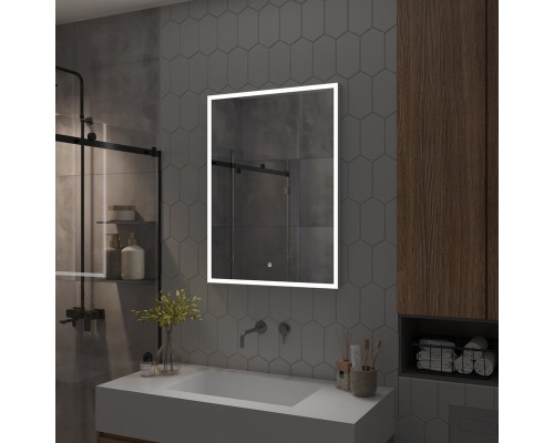 Зеркало Континент Frame 700x1000 с подсветкой Белое с сенсорным выключателем