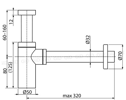 Сифон для раковины Gid G-74BL