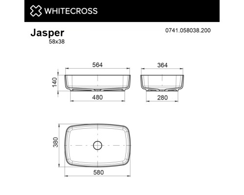 Раковина накладная Whitecross Jasper белый матовый