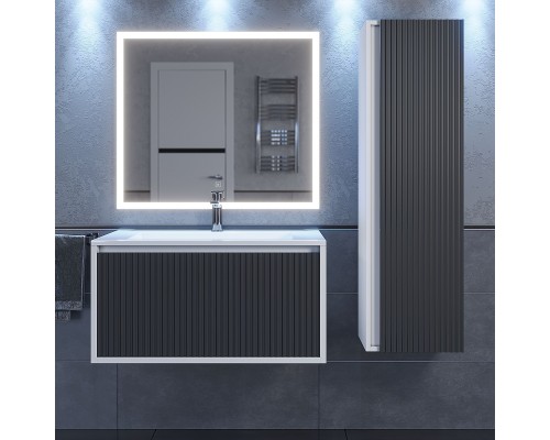 Тумба с раковиной 80 см, Uperwood Next Premium, белая/графит, 1 ящик