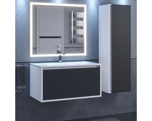 Тумба с раковиной 80 см, Uperwood Next Premium, белая/графит, 1 ящик