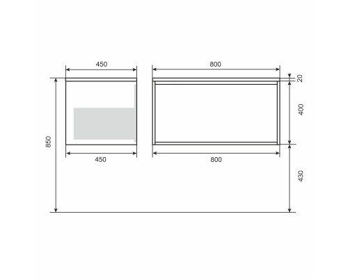 Тумба с раковиной 80 см, Uperwood Next Premium, белая/графит, 1 ящик