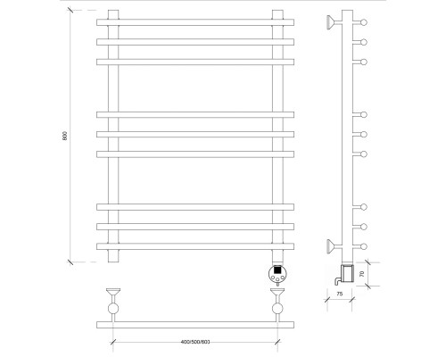 Полотенцесушитель латунный Secado Турин плюс 80х60х70, электрический R, бронза