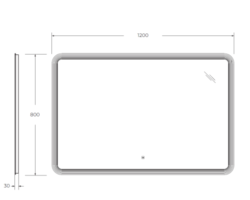 Зеркало Cezares Duet 120 CZR-SPC-DUET-1200-800-LED-TCH с подсветкой с лазерной гравировкой и сенсорным выключателем