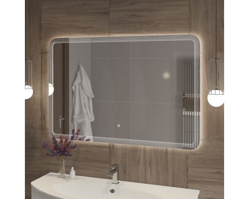 Зеркало Cezares Duet 120 CZR-SPC-DUET-1200-800-LED-TCH с подсветкой с лазерной гравировкой и сенсорным выключателем