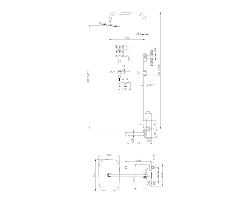Душевая система BelBagno Acqua ACQUA-VSCM-NERO Черный матовый