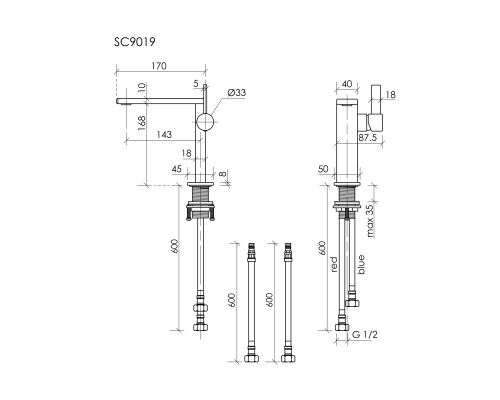 Смеситель для раковины SANCOS Linn, черный матовый, SC9019MB