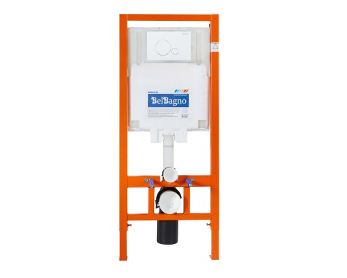 Комплект унитаза с инсталляцией BelBagno Due BB3103CHR/SC/BB002-80/BB014-SR-BIANCO с сиденьем Микролифт и Белой клавишей смыва