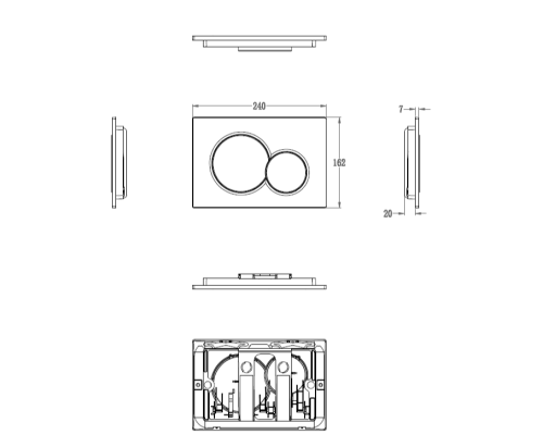 Кнопка смыва для инсталляции Wonzon&Woghand, Темный графит WW-IB232-BGM