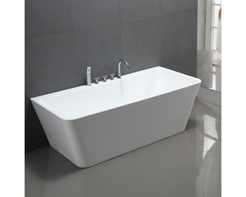 Ванна акриловая Vincea 1700x800x600 белый щелевой перелив слив хром