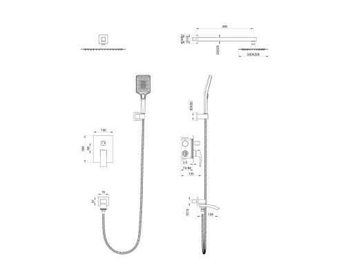 Душевая система встраиваемая Wonzon&Woghand, Черный матовый