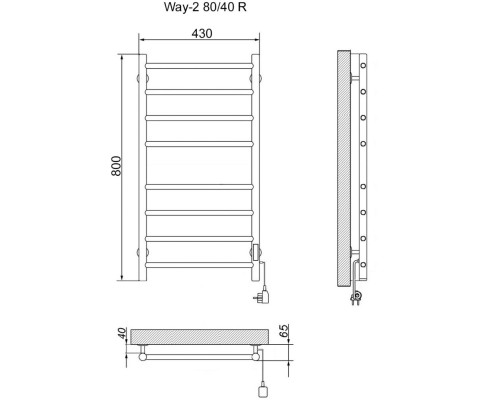 Электрический полотенцесушитель Ника Way-2 80/40 U Хром