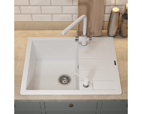 Кухонная мойка кварцевая Uperwood Quartz UPD-03-01, прямоугольная, белая