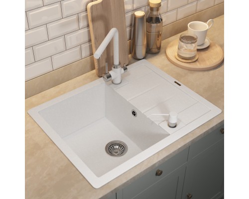 Кухонная мойка кварцевая Uperwood Quartz UPD-03-01, прямоугольная, белая
