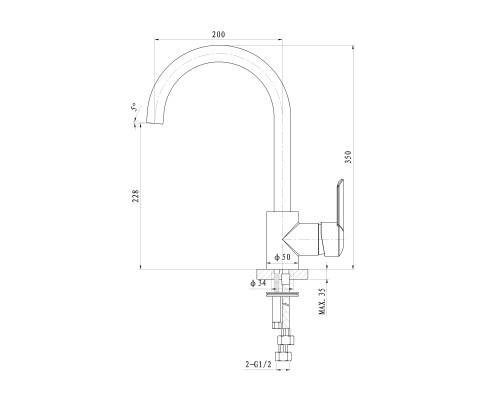 Смеситель для кухни Wonzon&Woghand BAROQUE, Хром WW-192101-CR