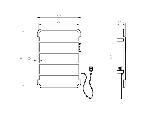 Полотенцесушитель электрический Wonzon&Woghand WISMAR, Темный графит WW-AL201-GM