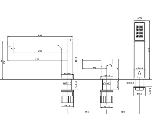 Смеситель на борт ванны BelBagno Romano ROM-BVD-CRM Хром