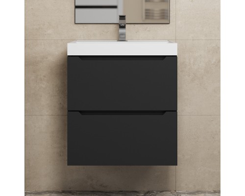 Тумба с раковиной подвесная Uperwood Tanos NEW 50х45х55 см, черная