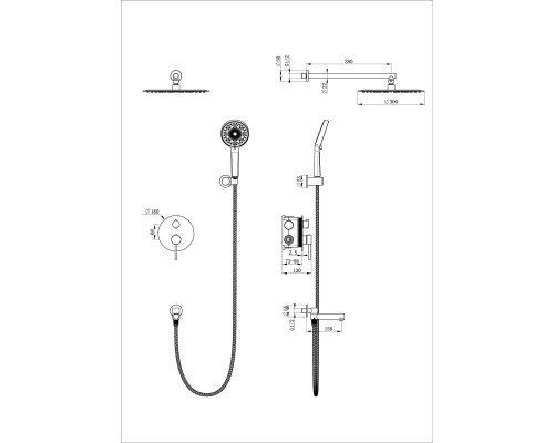 Душевая система встраиваемая Wonzon&Woghand, Черный матовый