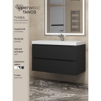 Тумба под раковину 90 см, Uperwood Tanos, черная матовая