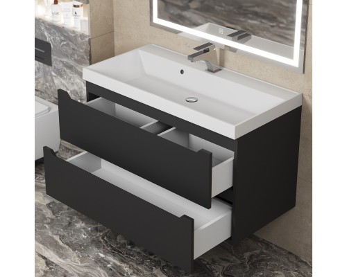 Тумба с раковиной Uperwood Tanos 90 см, черная