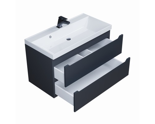 Тумба под раковину 90 см, Uperwood Tanos, черная матовая