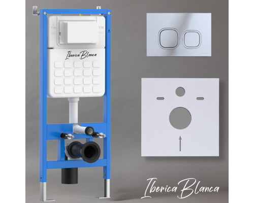 Комплект 2 в 1 инсталляция + клавиша смыва Iberica Blanca Esti-Q хром глянцевый