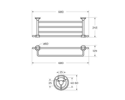 Полка для полотенец Art&Max Bohemia AM-E-4222-Do Золото