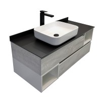 Тумба с раковиной Comforty Прага-120 дуб белый с графитовой столешницей T-Y9378