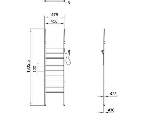 Полотенцесушитель электрический напольный Wonzon&Woghand BREMEN, Темный графит WW-A207-GM