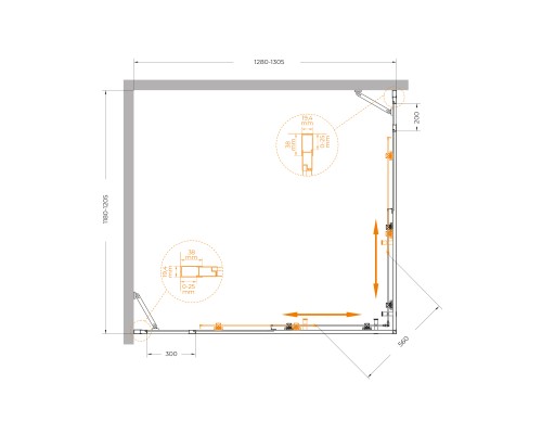 Душевой уголок Cezares Molveno AH-22 130х120 MOLVENO-AH-22-130/120-C-Cr-IV профиль Хром стекло прозрачное