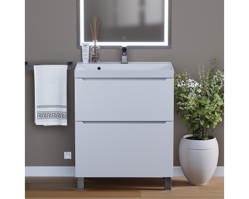 Тумба под раковину 70 см, Uperwood Tanos, напольная, белая, 2 ящика