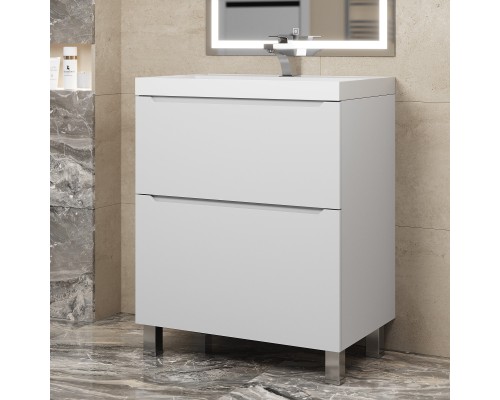 Тумба под раковину 70 см, Uperwood Tanos, напольная, белая, 2 ящика