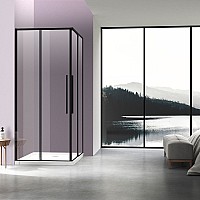 Душевой уголок Vincea Slim-N VSS-4SN900CLB 900x900 черный стекло прозрачное