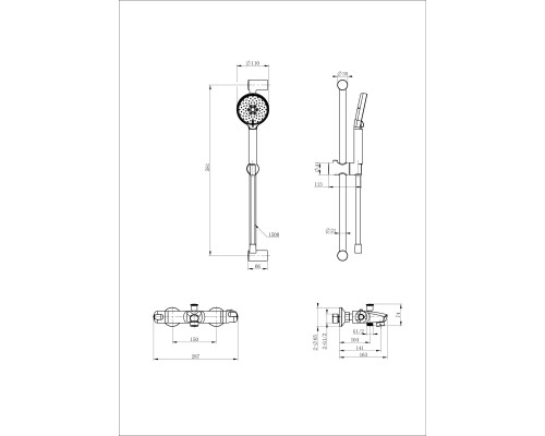 Смеситель для ванны с душевым гарнитуром и термостатом Wonzon&Woghand, Хром