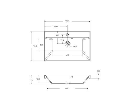 Раковина из искусственного мрамора BelBagno BB700/450-LV-MR-AST
