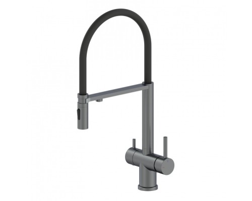 Смеситель для кухни с гибким изливом и подключением фильтра Wonzon&Woghand, Темный графит